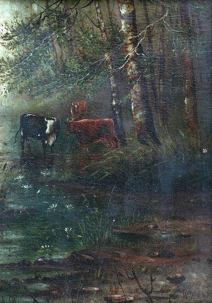 William M. Hanna Woodland View With Cows china oil painting image